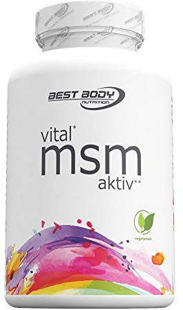 Best Body Nutrition – Vital MSM Aktiv Tabs mit Vitamin C, 161 g – MSM Nahrungsergänzung – Hochdosiert – Organischer Schwefel – Unterstützung Energiestoffwechsel – Immunsystem – 78% OptiMSM®