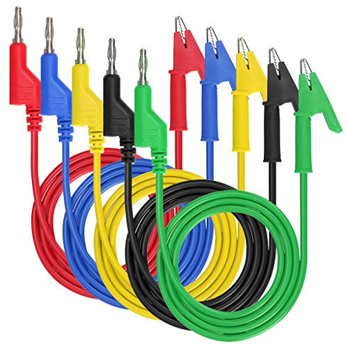 Ignpion Bananenstecker (4 mm) auf Alligator-Klammern; Vielfachmessgerät; 100 cm; 5 Sück und Farben