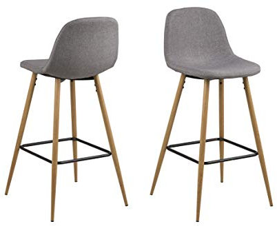 AC Design Furniture Barhocker Linea, B: 46,6 x T:51 x H: 101 cm, Stoff, Grau