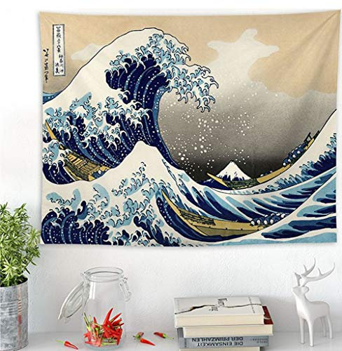 Wandteppiche, HD gedruckt Tapisserie, Wandkunst, Tagesdecke, Couch-Bezug, Inneneinrichtungen, Stranddecke, Geschenke (60 x 80 Zoll, Welle)
