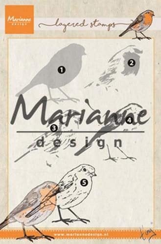 Marianne Design Clear Tiny's Rotkehlchen zum Stempeln, 5,9 x 5,2 cm, Rot