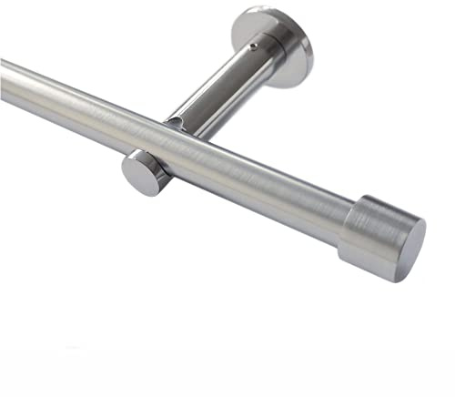 HUGG Gardinen-Stange CAP Ø16mm, Edelstahl-Optik, Länge 360 cm | Wandmontage, hochwertiges Metall, individuell kürzbar