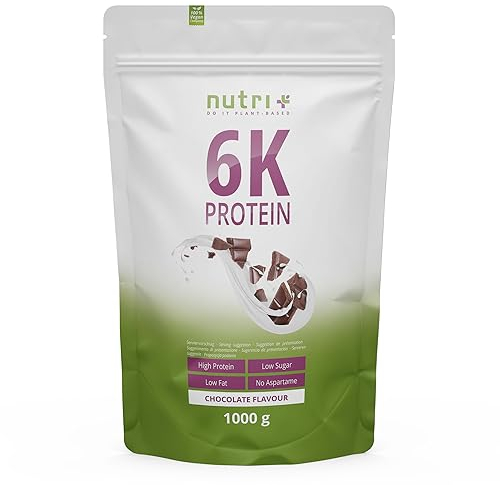 Protéines musculation - Shake protéine chocolat 1kg - faible teneur en sucre avec isolat de protéine de soja, protéine d'amande, protéine de tournesol - Nutri+ produit en Allemagne
