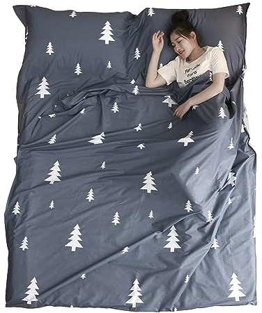 Azarxis Baumwolle Hüttenschlafsack, Schlafsack Inlett, Leicht und Dünn, Kompakt Reiseschlafsack für Reisen,Camping, Wandern, Hotel (Blau, M - 120 x 210 cm)