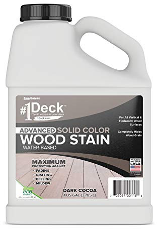 #1 Deck Wood Deck Paint and Sealer - Advanced Solid Color Deck Stain for Decks, Fences, Siding - 1 Gallon (Dark Cocoa)