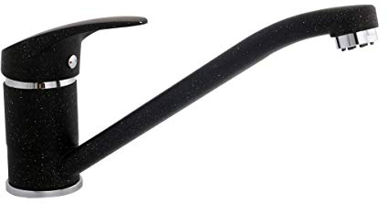 Spültischarmatur Einhebelmischer Wasserhahn Küche 360° schwenkbare Küchenarmatur, ideal für Doppelspülbecken Granit-Schwarz, GRSW1909