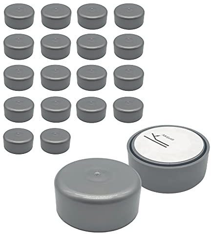 Diforma Lot de 20 pieds de meubles réglables en hauteur, ronds Ø 55 mm, matériau plastique, installation par autocollant (20, gris)