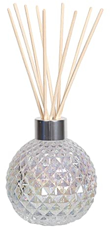 Woodbridge leeres Reed Diffuser Glas | zum Selbstbefüllen | Klar | Schickes Diffuser Glas inklusive 50 Stück Rattan Reeds zur Duftverteilung | geruchsneutralisierender Luftentfeuchter