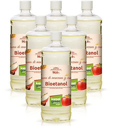 KieselGreen Bioethanol 6 x 1 Liter mit Duft für Ethanol-Kamin, viele Sorten - Bio Ethanol als Raumduft in vielen Duftnoten - Parfüm für Bio Ethanol Kamin Indoor oder Bioethanol Tischfeuer (Ap/Zi)