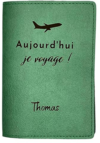 Protège Passeport Personnalisé, Porte Passeport Made in France, Pochette Passeport 100% Personnalisable, Étui Passeport Voopies, Protection Passeport Cuir, Housse Documents Voyage. (Vert)