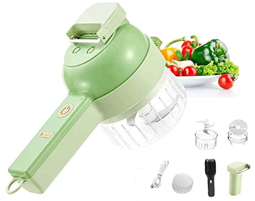 4 In 1 Portable Electric Vegetable Cutter Set,Vegetable Cutter,Wireless Food Processor For Garlic Pepper Chili Onion Celery Ginger Meat With Brush Kitchen Vegetable Cooking