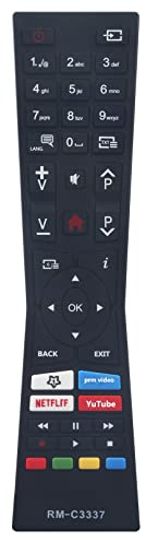 AULCMEET RM-C3337 Mando a Distancia Reemplazo para JVC TV LT-32VF52M LT-49V55LFA RM-C3337 LT-49K790 LT-65VU83M LT-49VU73M LT-55VU3900 LT-43V87LUA LT-40VF52M LT-50VU980 LT-43V55LU LT-42VH5155