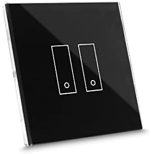 iotty E2 PLUS Smart Wi-Fi Switch for Lights and Gates, works with Google Home/Alexa/Siri/IFTTT, remote control, iOS/Android App, Backlit Glass Touch Plate, Temperature and Brightness Sensors, Black
