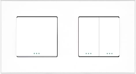 PULSAR Wechselschalter Serienschalter Unterputz 2 Fach Weiß Glas, Doppel Wechsel Schalter 157x86mm Moderner Lichtschalter/Wippschalter Doppelt