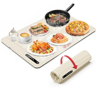 LAUDLIFE Electric Warming Tray with Adjustable Temperature, Foldable Food Warmer Features Sleek Design & Fast Heating, Buffet Server and for Parties, Family Gatherings, Sabbath, Holidays (BW601)