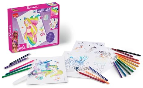 Maped CREATIV - Ausmal-Set AQUA'ART BARBIE - Maxi-Set inkl. 18x Aquarell-Stifte und 5x Vorlagen auf Metallic-Tafeln
