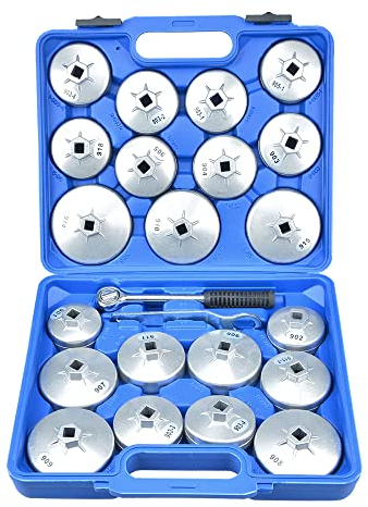 Zoomtools 23PC Oil Filter Cap Wrench Socket Removal Tool Set 1/2-Inch Aluminum Oil Filter Removal Cap Wrench for Garage Car Auto Repairing