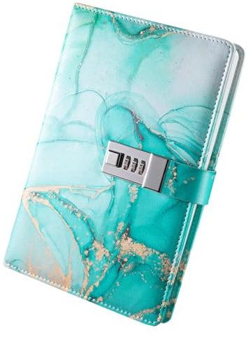 harayaa Tagebuch mit Passwortsperre, Notizbuch, 180 Seiten, Gesperrt für Männer Und Frauen, Türkis