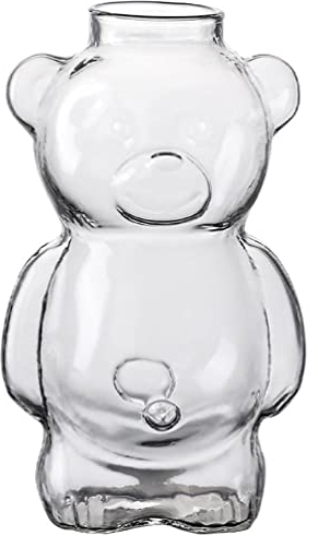 KieTeiiK Taza de café con forma de oso de dibujos animados, taza de vidrio transparente, vasos de cóctel, vasos novedosos para KTV, bar, club, fiestas, tazas de café, tazas transparentes