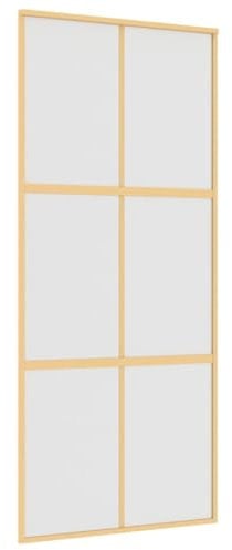 vidaXL Puerta Corredera, Puerta Corrediza, Panel de Privacidad, Puerta Decorativa para Granero Hogar, Vidrio ESG Esmerilado Aluminio Dorada