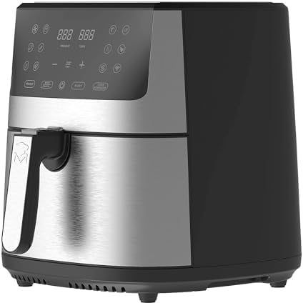 MasterPro iRocket - Friggitrice ad aria da 6 l - 1800 W - Senza olio - Design moderno in nero - Display a LED touch - Cestello Antiaderente Rimovibile - Controllo della Temperatura da 80 a 200 °C