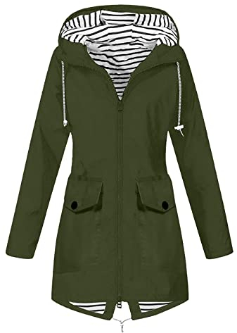 Damen Regenjacke mit Kapuze Wasserdicht Windbreaker Leichte Outdoorjacke Wasserdichter Windproof Regenmantel Atmungsaktiv Wetterfest Übergangsjacke Herbst- und Winterjacke Geschenke für Frauen