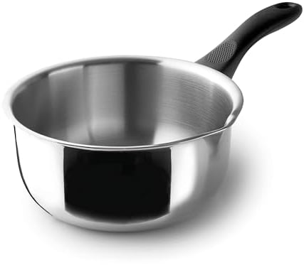 Lacor - 31314 - Cazo Recto Vertidor Garinox, Acero Inoxidable, Pico Vertidor, Mango Ergonómico de Baquelita, 1 Litro, Apto para Inducción, No apto para Horno, Apto para Lavavajillas, Ø14cm