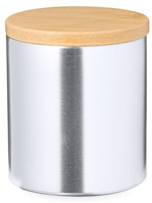 Duftkerze im Glas mit Deckel aus Bambus mit Vanilleduft (Silber)