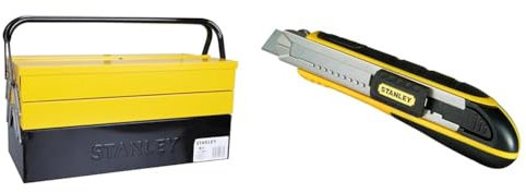 Stanley 1-94-738 94-738 Boîte métal 5 Tiroirs - Grand Volume de Rangement -deux Poignées Articulées & STANLEY FATMAX Cutter à Cartouche - Chariot en Acier Inoxydable, 6 Lames 18 mm Incluses, Robuste
