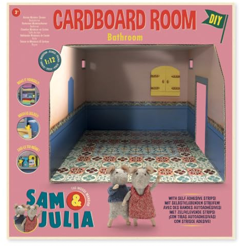 Sam & Julia - Miniatur Raum aus Karton - Badezimmer – 26 x 20 x 25cm - für Kinder jeden Alters