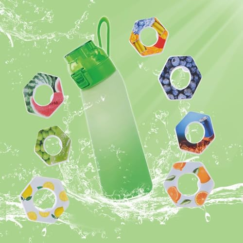Neu 2024 Trinkflasche mit Geschmack Original Starter Set, 700ml Luft Wasserflasche mit 7 Geschmackskapseln, Trinkflasche für Ein Erfrischendes Trinkerlebnis Flasche Original Set (B06)