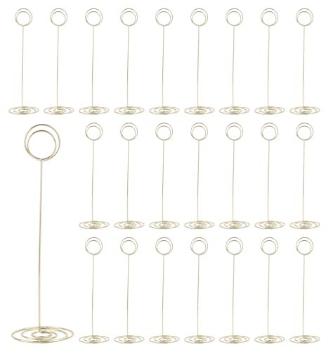 APACALI 24 Stück Tischnummernhalter gold, 22 cm Tischkartenhalter Metall, Fotohalter Kartenhalter, Tischkartenhalter Gold für Hochzeiten, Menükartenhalter für Restaurant Tisch Party