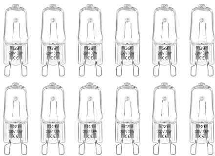 Blakapoo 12 Stück Dimmbare G9 Halogen Glühbirnen 33W 230V, Warmweiß 2700k 460LM, für Küchenbeleuchtung, Kronleuchter, Deckenleuchten