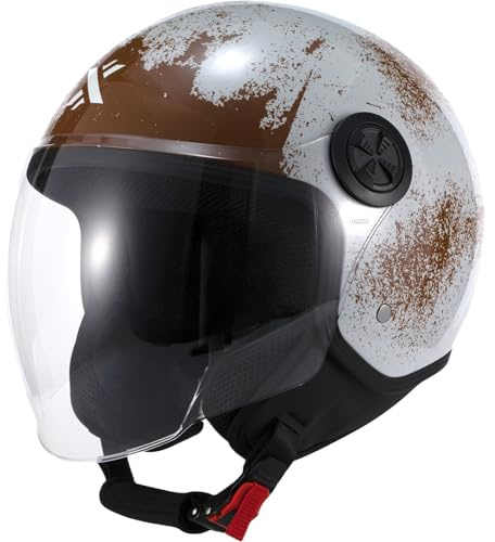 Shox Interceptor Rust Open Face Motorcycle Helmet XL Gloss Grey