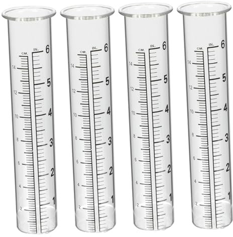 CAXUSD 4 Stück Glas Regenmesser Mit Messskala Für Außenbereich Regen Messzylinder Aus Glas Für Zuhause Professionelles Regenmessrohr Zur Wassermengenbestimmung