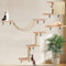 Katzen kletterwand Set katzenwand -Massivholz inkl. Katzentreppe Kratzbaum Wand | Katzenliege | Katzen Wandelemente | Kletterwand Katzen | Katzenhängematte | Katzenhaus (Beige)