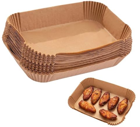 100 Stück Backpapier für Heißluftfritteuse - 20.5x14cm Airfryer Backpapier,Heißluftfritteuse Backpapier kompatibel mit Nin-ja AF300EU, AF400EUCP, AF400EU und Anderen Dual Zone Heißluftfritteuse