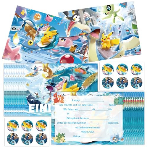 Gsnoniwi Einladungskarten Kindergeburtstag, 12 Deutsche Einladungskarten, 12 Umschläge, 12 Dichtungsaufkleber, Einladungskarten Geburtstag Jungen Madchen, Partyeinladungen Einladungen Kinder