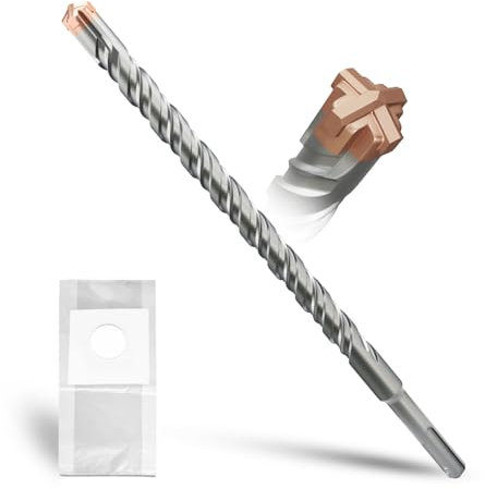 METOTY Broca SDS Plus de 16 mm × 260 mm, con 4 cuchillas de metal duro, cabeza con revestimiento, broca de piedra, martillo de hormigón, para piedra, hormigón, piedra natural, pared de ladrillo