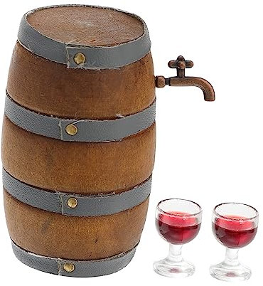 DECHOUS Micro-Cave à Vin Miniature Robinet et 2 Coupes de Vin Rouge pour Maison de Poupée Décoration 3 Pièces Ensemble Présent Collectionneur