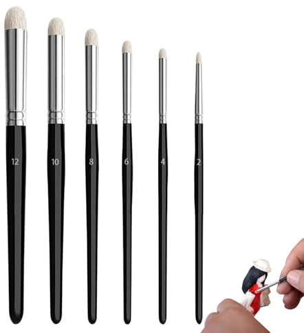 Dry Brush 6 PCS Miniature Paint Brushes Goat Hairs Domed Model Paint Brushes Miniature Painting for Tabletop & Wargames Dry Brush