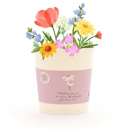 Wildblumen-Anzuchtset als Dankeschön-Geschenk | Umweltfreundlicher Anzuchtbecher mit Saatgut, Kokos-Quelltablette & Anleitung | Nachhaltige Geschenkidee für Abschiede, Geburtstage & Wertschätzung