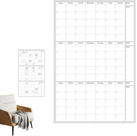 Großer Whiteboard-Kalender - Extra Großer Wand-Whiteboard-Kalender,Mit To-Do-Liste 122x81cm Für Zuhause Projektplanung Schule