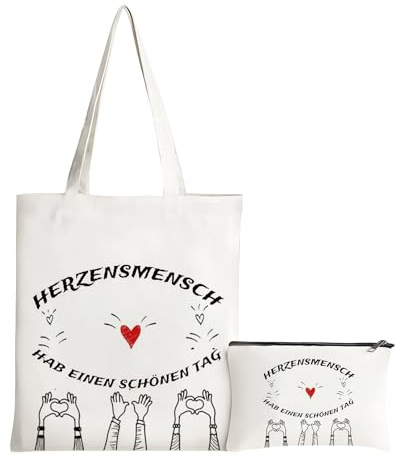 Jutebeutel Bedruckt Und Kosmetiktasche, Herzensmensch Geschenk, Lieblingsmensch Geschenk, Geschenke Für Freundin Zum Geburtstag, Freundschaftsgeschenke, Für Familie, Freunde, Kollegen Oder Mehr