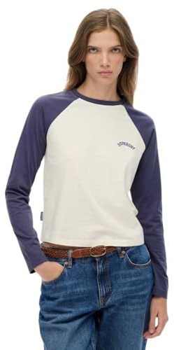 Superdry Essential Logo Baseball Long Sleeve T-Shirt M Beige