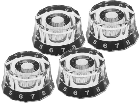 Acrylknopf für Gitarren 4 Stück Lautstärke und Klangreglerknöpfe | Schwarz, für Bass und Andere Instrumente, Leicht zu Montieren, Zubehör für Musikliebhaber