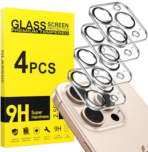 Niphabe 4 pièces Protection Camera pour iPhone 16 Pro/iPhone 16 Pro Max Camera Objectif,Film en Verre Trempé 9H, Anti-Rayures, Ultra HD, Ecran accessoire protection appareil photo Coque