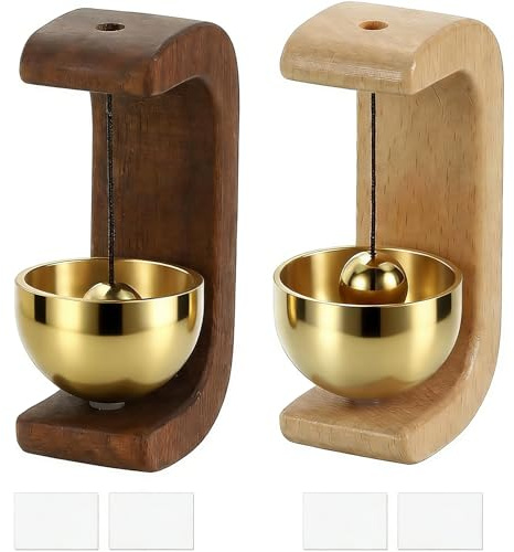 2pcs Door Bell, Wooden Door Chime, Door Chime When Door Opens, Magnetic Brass Shopkeepers Bell for Door Opening, Entrance Chime for Easy Installation, Wall Hanging Bells for Home, Shop