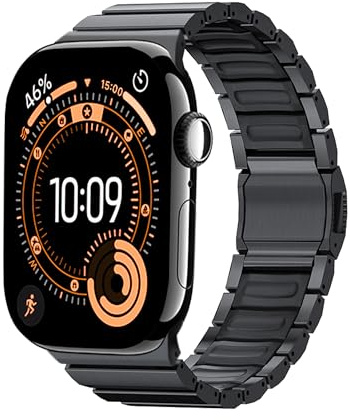 KU XIU Correa de titanio compatible con Apple Watch Ultra 2, 49 mm, 46 mm, 45 mm, 44 mm, 42 mm, correa de repuesto de metal de titanio para iWatch Ultra S10 SE S9 8 7 6 5 4 3 2 1