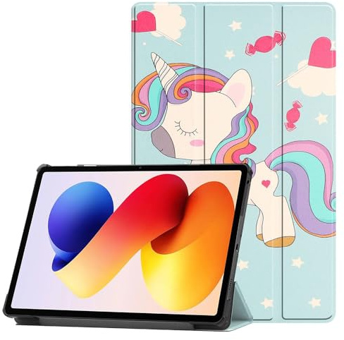 Techsuit für Xiaomi Redmi Pad 2 Pro Hülle mit 360 Schutz, Mikrofaser Innenfutter, Verstellbare Betrachtungswinkel, Schlankes Design, Anti Fingerabdruck, FoldPro Series, PU Leder, Unicorn